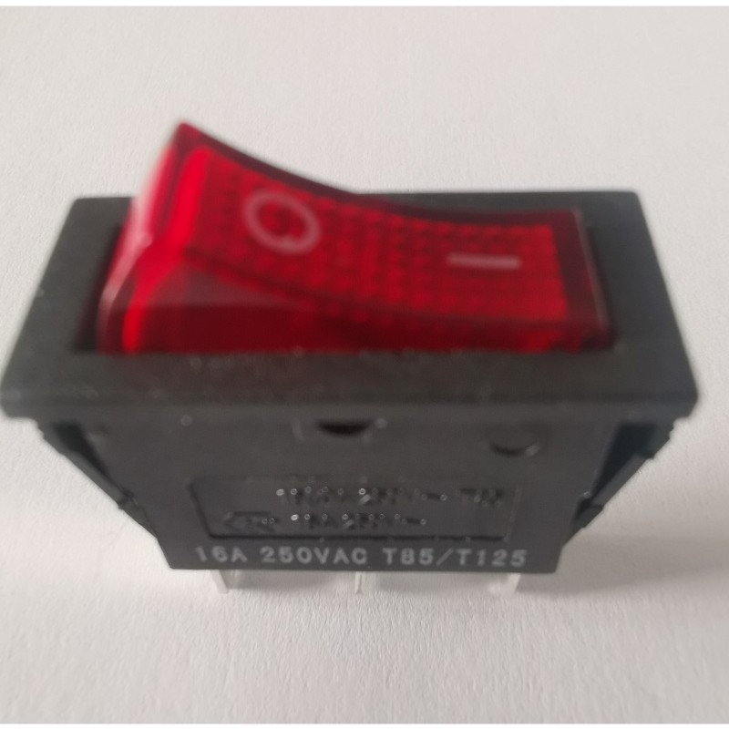 Interrupteur à bouton-poussoir unipolaire avec bouton rouge, trou de  montage Ø12mm - 250V 1A