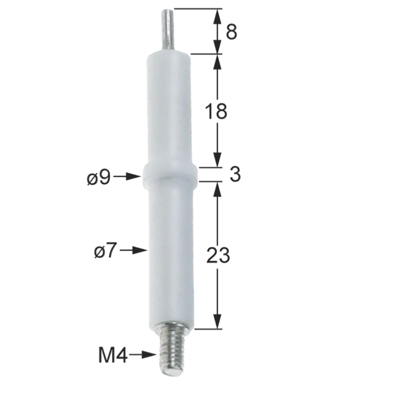 Bougie électrode d'allumage ronde 7x45/60 MM