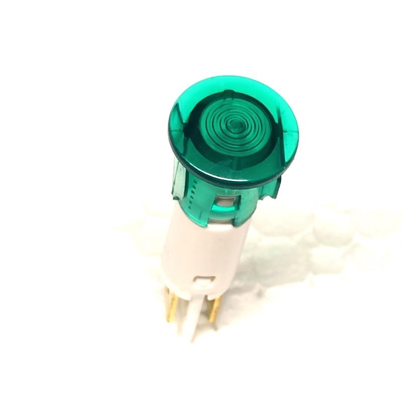 Green indicator lamp 230 V head ø 13.5 mm - drilling ø 10 mm - 120°C
universal application